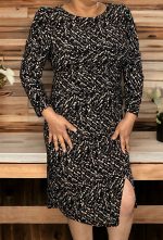 Print round neck, three-quarter sleeve Bodycon Dress - Image 2