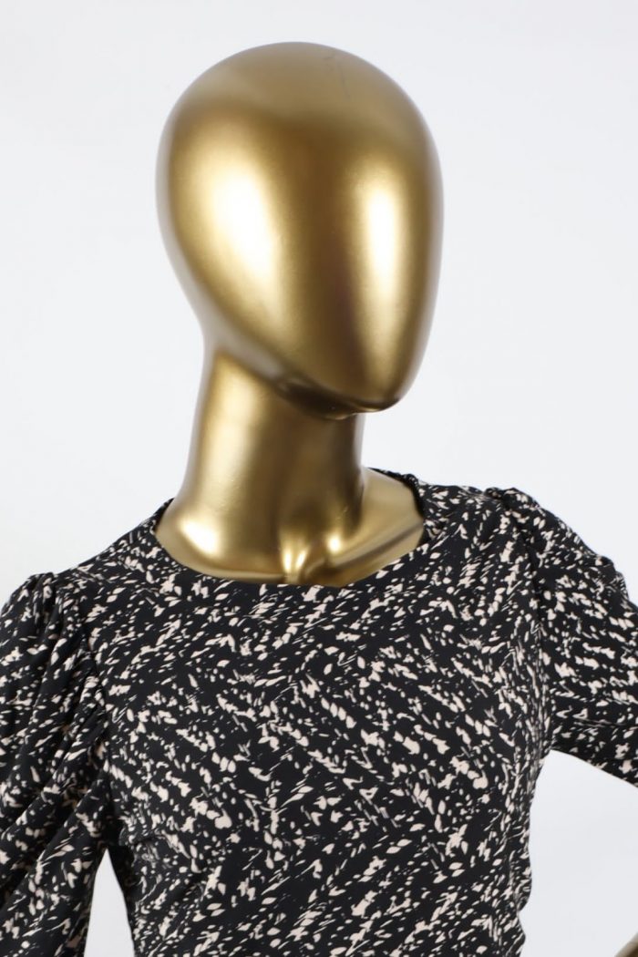 Print round neck, three-quarter sleeve Bodycon Dress - Image 3