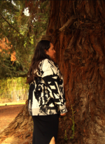 Joy Abstract Printed V-Neck Knit Cardigan