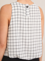 Round Neck Sleeveless Bubble Hem Grid Top GILLI - Image 3