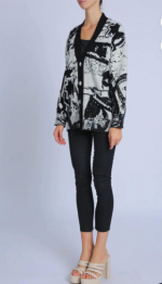 Joy Abstract Printed V-Neck Knit Cardigan - Image 2
