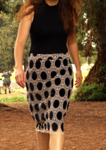 GRACIA Velvet Polka Dot Crochet Skirt - Image 2