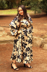 Tiered Treasure Sophisticated Cream Black floral SHE AND SKY