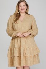 Tiered Treasure Sophisticated Cream Dress SHE AND SKY