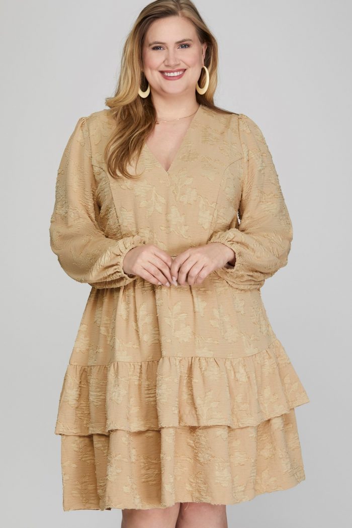 Tiered Treasure Sophisticated Cream Dress SHE AND SKY - Image 1