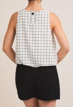 Round Neck Sleeveless Bubble Hem Grid Top GILLI - Image 4