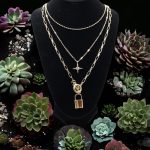 Gold triple layered chain necklace - Image 2