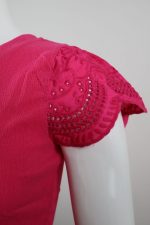 Eyelet Contrast Sleeve Top - Image 3