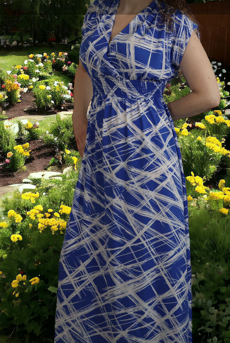 original.png Abstract V Neck Sleeveless Maxi Dress with Slit Color Royal Blue - Image 1