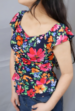 Sweetheart V Neck Flutter Ruffle Sleeve Knit Blouse PERCEPTION CONCEPT