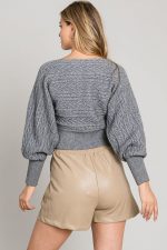 Cable Knit Cloud Off-Shoulder Heavenly Sweater - Image 3