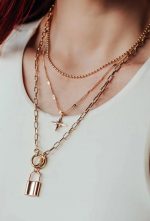 Gold triple layered chain necklace