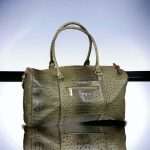 Green Ostrich Print Duffle Bag