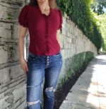 Ruffle Surplus Puff Sleeve Woven Top Black - Image 3