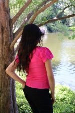 Eyelet Contrast Sleeve Top - Image 2