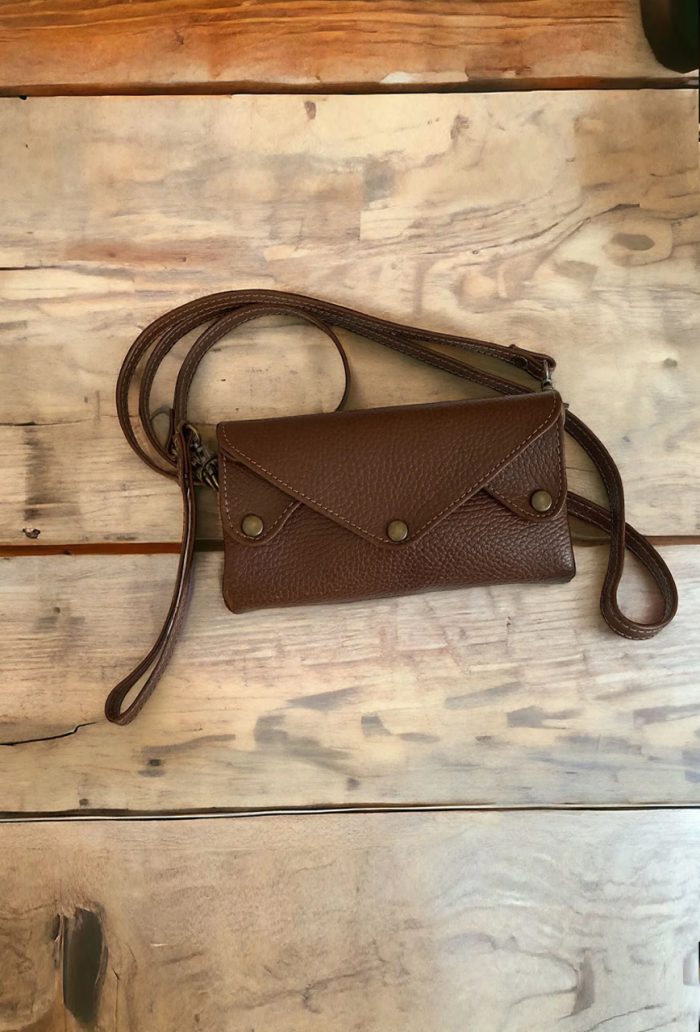 Minimalist Leather Crossbody Purse-Dark Brown - Image 1