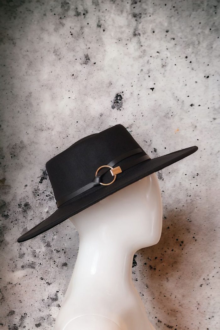 HAT Gold Ring Buckle Bolero Hat Black - Image 1