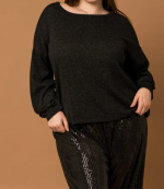 Glitter Long Sleeve Open Back Knit Top GILLI