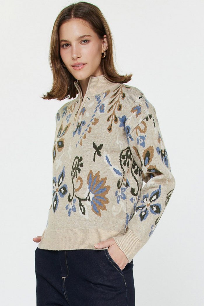 Botanical Knit Quarter-Zip Current Air - Image 3