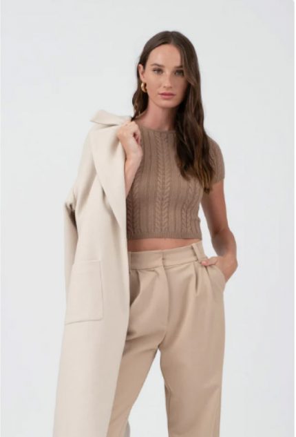 Knitted Cutie Taupe Knit Top