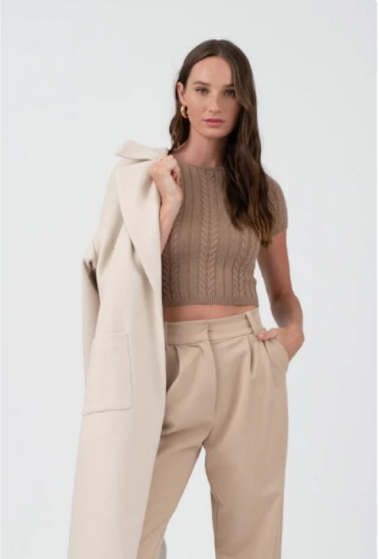 Knitted Cutie Taupe Knit Top