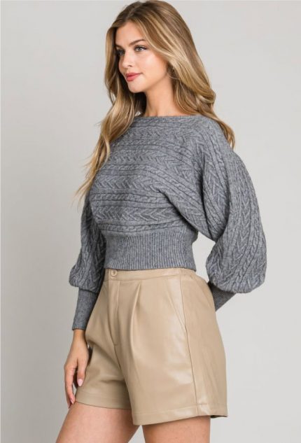 Cable Knit Cloud Off-Shoulder Heavenly Sweater