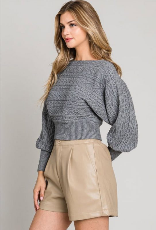 Cable Knit Cloud Off-Shoulder Heavenly Sweater