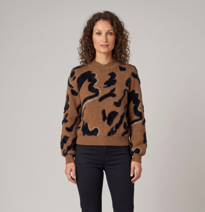 Gemini_Generated_Image_n01kzyn01kzyn01k Abstract Jacquard Mock Neck Pullover Sweater Wit & Wisdom - Image 1
