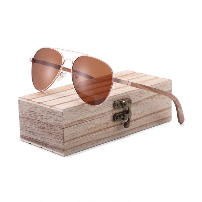 Real Zebra Wood Silver Framed Classic Aviators By Wudn SUNGLASSES - Image 2