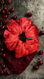 Cherry Red Velvet Scrunchie - Image 2