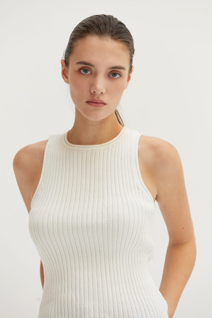 Renae Lurex Ribbed Tank Top CRESCENT - Image 1