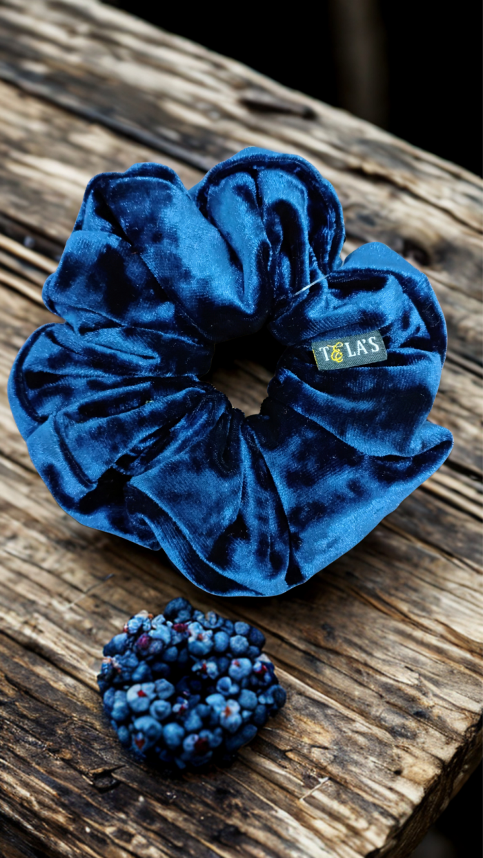 The Lapis Velvet Scrunchie - Image 1
