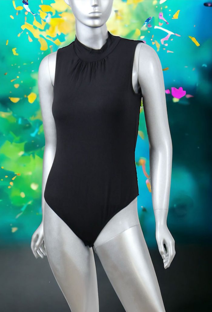 original.jpeg Seamless Black Mock Neck Bodysuit - Image 1