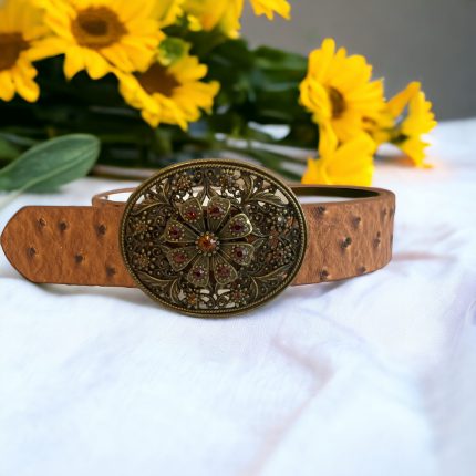 Florence design copper stone buckel belt, Leather