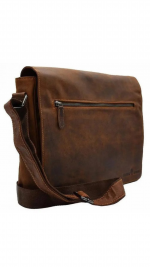 Leather Laptop Bag Berlin Brown 14in wide GREEN WOOD LEATHER GOODS