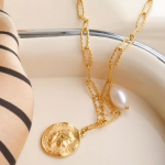 Isaline-Gold 18K Gold Non-Tarnish Coin Chain Necklace - Image 2