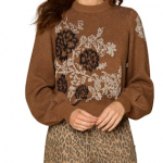 Mocha Bouquet Mock Neck WIT & WISDOM