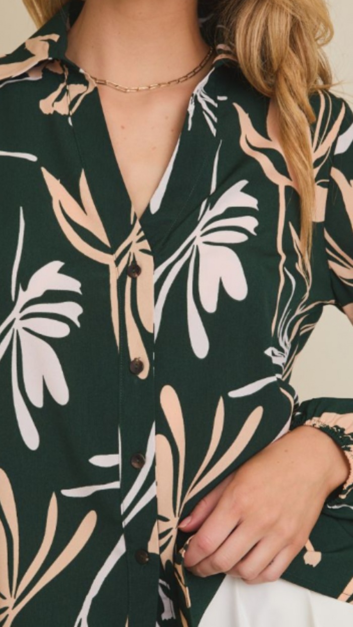 Emerald Blossom Blouse GILLI - Image 1