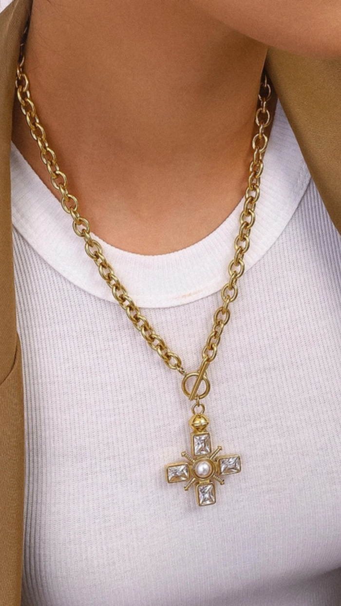 Petrice 18K Gold Cross Necklace - Image 1