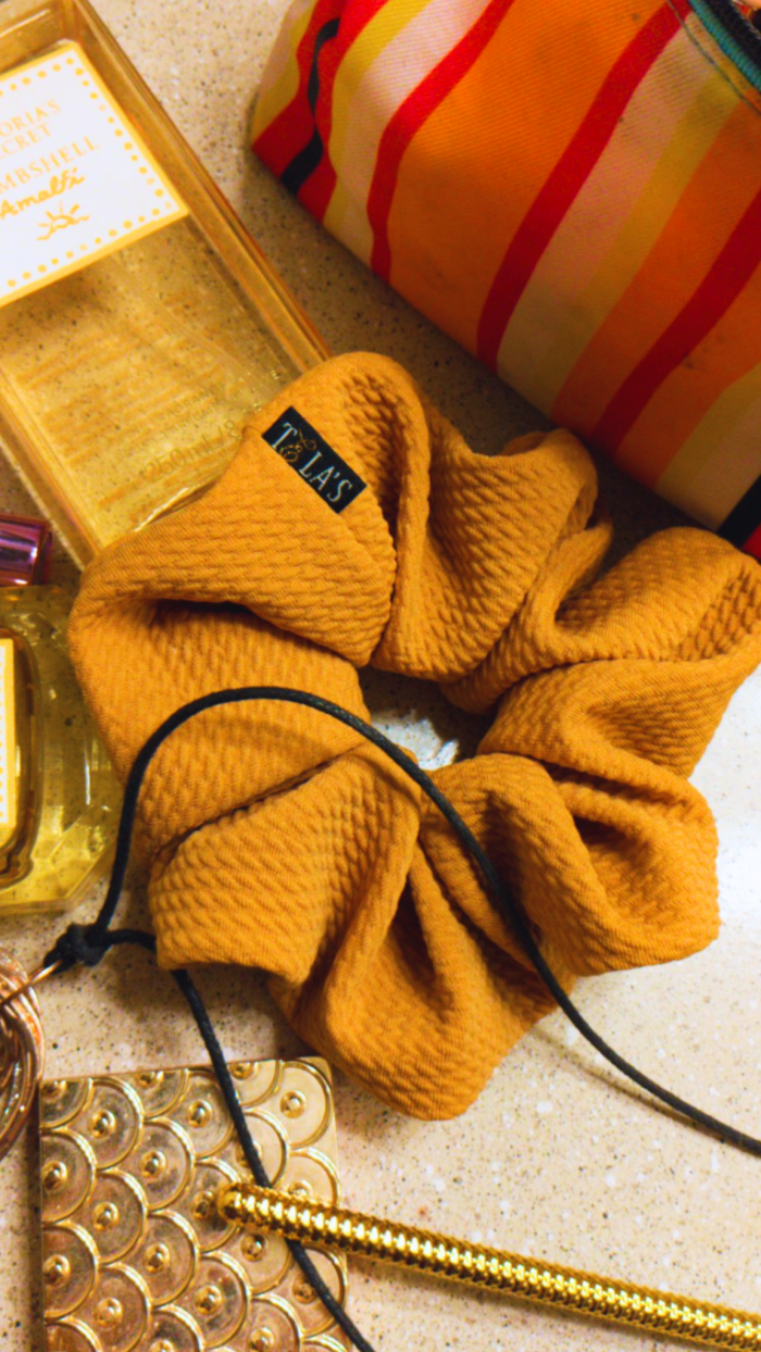 original.png Caramel Dream Tela's Oversized Waffle Knit Scrunchie - - Image 1