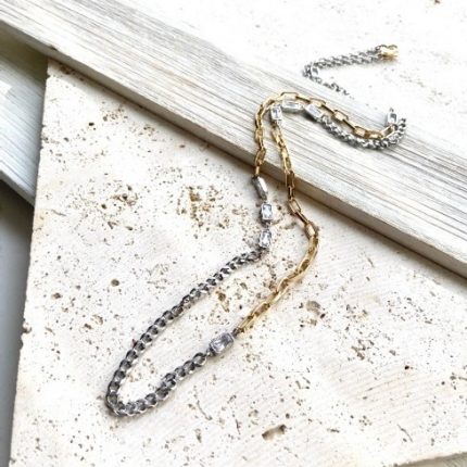 VB&Co. Artisan Mixed-Metal Baguette Crystal Necklace