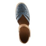 Spring Step Ezlyn - Leather Laser-Cut Wedge Sandal (Denim Multi) - Image 4