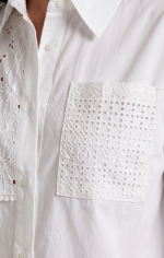 Coco Y Club Women’s Eyelet Embroidered Cotton Button Down – Off-White - Image 3