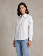 Coco Y Club Women’s Eyelet Embroidered Cotton Button Down – Off-White