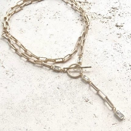 VB&Co. Artisan Gold Toggle Lariat Baguette Necklace