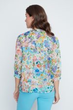 Renuar Ocean Combo Floral Puff-Sleeve Blouse with Cami Set - Image 5