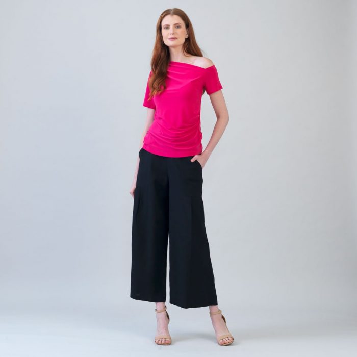 Clara Sunwoo Angular Neckline Soft Knit Top - Hot Pink - Image 1