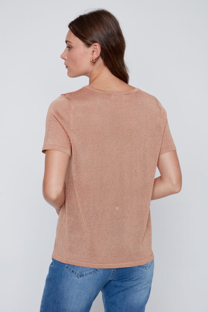 Coco Y Club Bronze Metallic Shimmer Knit Sweater | 87% Viscose | Tela’s Boutique - Image 1