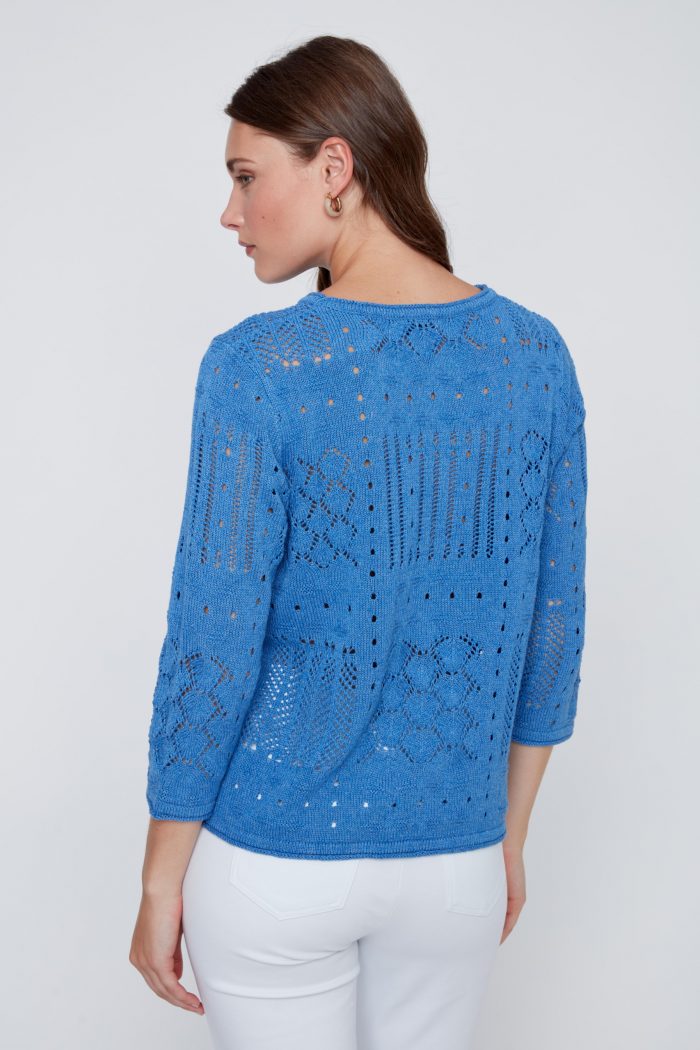 Coco Y Club Bluejay Pointelle Knit Jumper – Cotton & Viscose Blend - Image 1