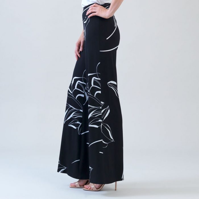 Clara Sunwoo Signature Palazzo Pant - Ethereal Petals White/Black - Image 1